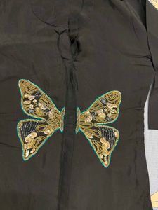 Black Kurta with Butterfly Embellishment