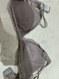 H&amp;M Lace Trim Satin Bra