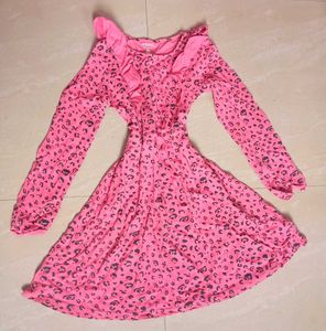 Adorable Pink Leopard Print Dress