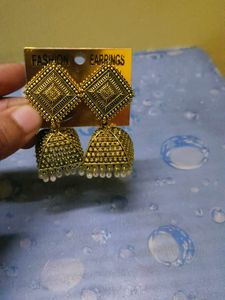 Antique Gold Jhumka Earrings