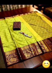 Exquisite Yellow &amp; Maroon Silk Saree