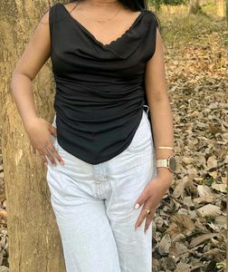 Chic Black Cowl Neck Top