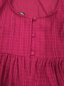 Maroon Puff Sleeve Peplum Top