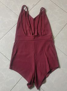 Backless Burgandy Swimsuit For Girls 😍