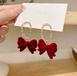 Red Velvet Bow Earrings
