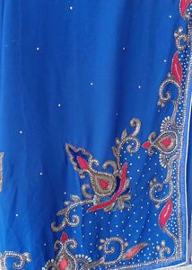 Royal Blue Embellished Saree