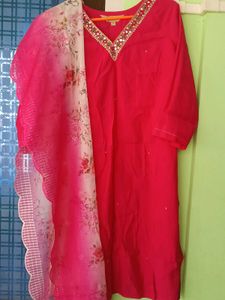 Anouk Pink Ethnic Motifs Yoke Design Thread Work S