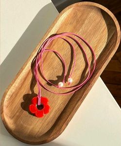 Red Flower Pendant Necklace