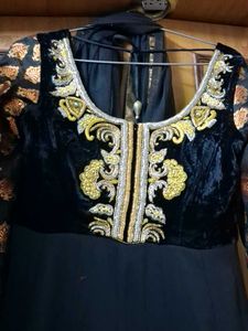 Elegant Black Kurta set with Gold Embroidery