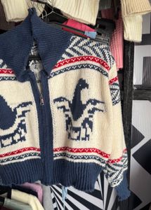 Vintage Patterned Knit Cardigan