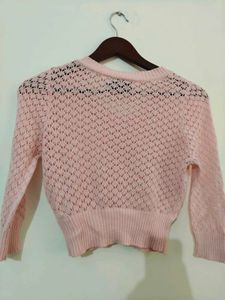 Pink Knit crop Cardigan