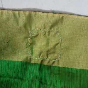 Green Cotton Silk Blend Zari Saree (with flaw)