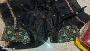 Elegant Black Saree with Embellished Blouse