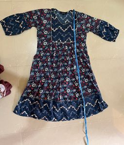 V Neck Floral Print A-Line Dress