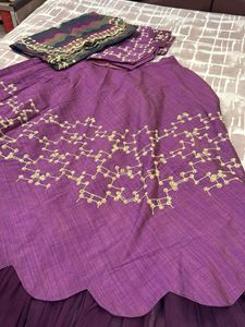 Purple Embroidered Lehenga Set