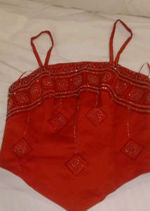 Red Beaded Ethnic Blouse