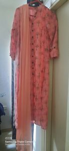 Peach Color Suit Set With Dupatta