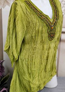 Embellished Green Y2k kurti 20s vibe.