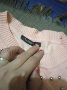 Cute Pink Embellished Sweater
