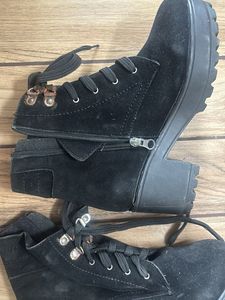 Black Lace-Up Ankle Boots