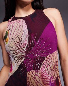 Orchid Printed Embellished Maxi Dress