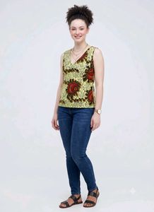 V-Neck Sleeveless Printed Top