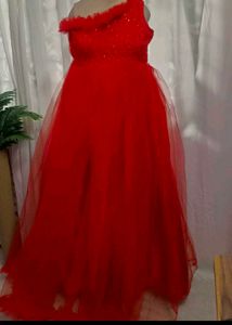 Stunning Red Embellished One-Shoulder Gown