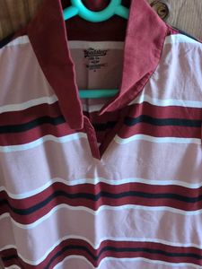 Striped Sleeveless Polo Top