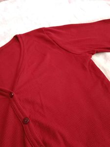 Cozy Red Button-Up Cardigan