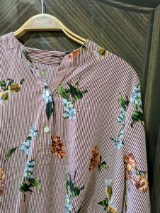 Striped Floral Print Top