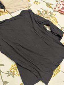 Chic Black Ribbed Long Sleeve Top