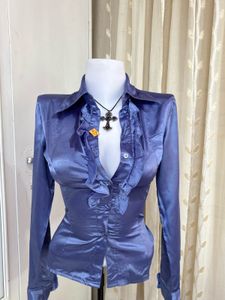 Elegant Ruffled Satin Blouse