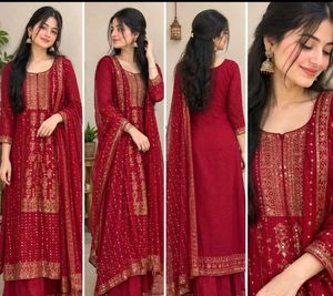 Elegant Rose Pink Kurta Set with Gold Print