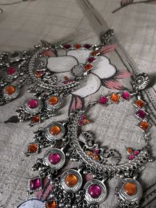 Boho Earrings with Pink & Orange Stones