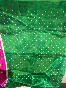 Elegant Pink Printed Saree with Green Border