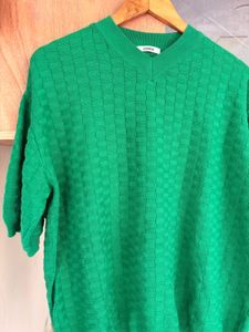 V-Neck Textured Knit Sweater