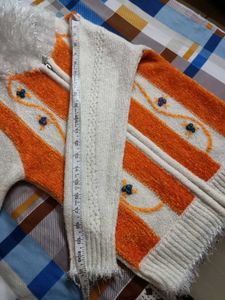 Cozy Orange &amp; White Striped Knit Cardigan