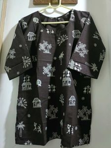 Brown Kurta with Tribal Print