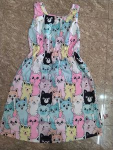 Cute Cat Print Dress