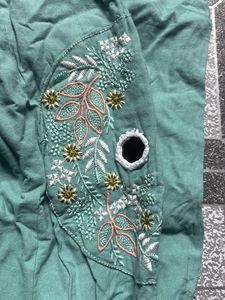 Embroidered Teal Kurta Set