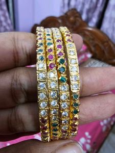 ✨ Elegant Gold-Toned Stone Bangles Set for Sale ✨