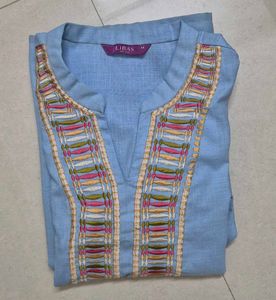 Libas Blue Embroidered Kurta