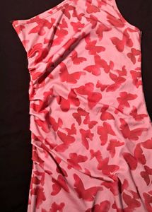 Pink Butterfly Print Mini Dress