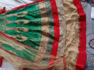 Elegant Green &amp; Gold Anarkali Suit