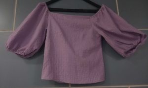 Lilac Square Neck Puff Sleeve Top
