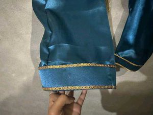 Teal Satin Kurta Set without duppatta
