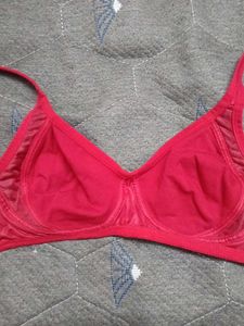 Red Cotton Bra