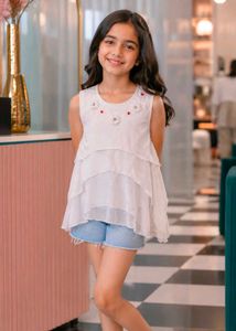 Sparkly White Layered Party Dress