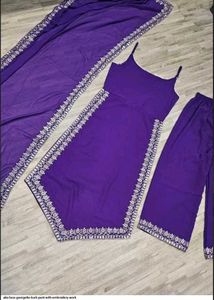 Elegant Purple Kurti Pant Set with dupatta
