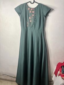 Elegant Teal Embroidered Anarkali Gown